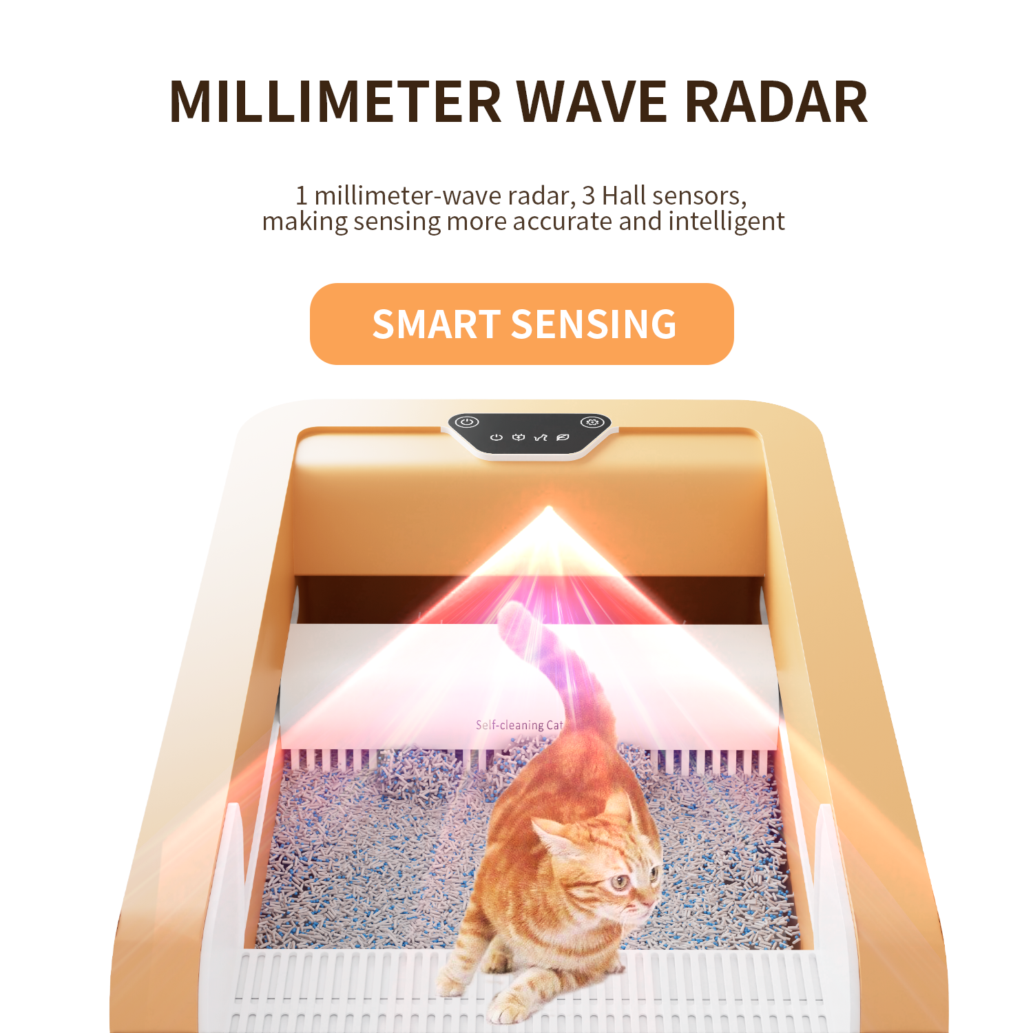 セルフクリーニングリッターボックス、塊状の猫のごみ、スマートキャットのごみ箱、アンチピンチ、無臭の電気ゴミ箱を使用できるアップグレードされた自動猫のリターボックスセルフクリーニング
